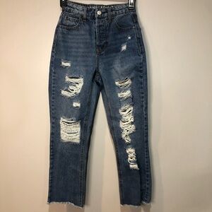 Vanilla Star 90s Boyfriend jeans blue ripped holes high rise straight